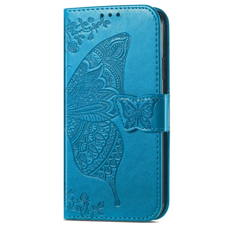 Para Motorola Moto G72 4G Capa de Carteira de Couro PU Impressa Padrão de Borboleta Suporte Carteira Magnetic Phone Cover - Azul