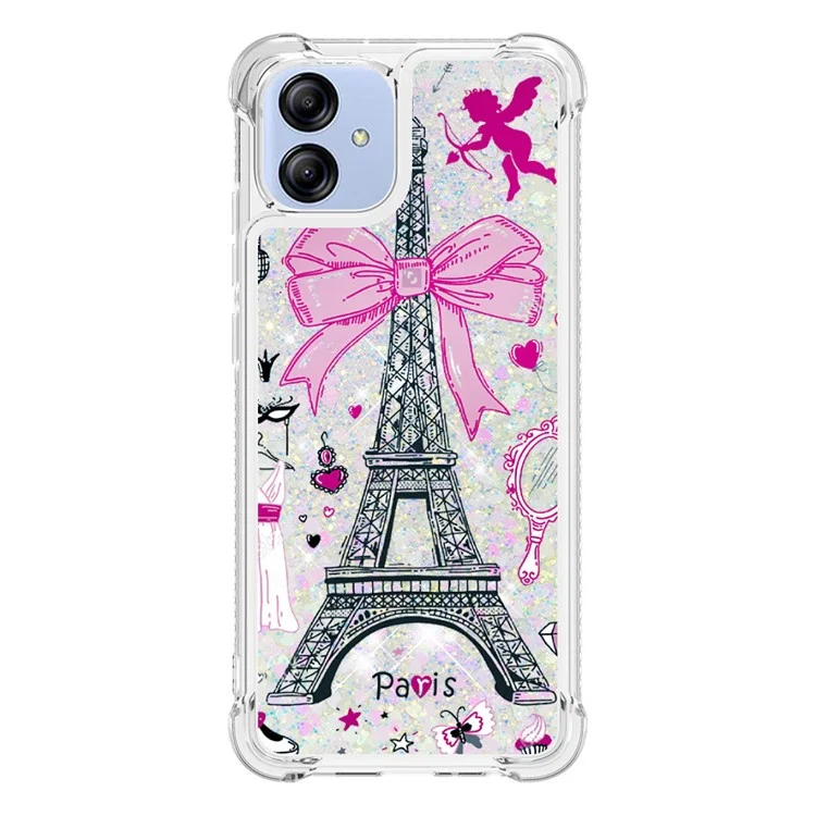 YB Quicksand Series-2 para Samsung Galaxy A04e 4G / F04 4G / M04 4G Liquid Quicksand Phone Case Pattern Printing Soft TPU Cover - Mirror / Torre