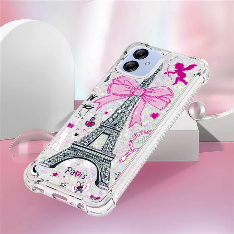 YB Quicksand Series-2 para Samsung Galaxy A04e 4G / F04 4G / M04 4G Liquid Quicksand Phone Case Pattern Printing Soft TPU Cover - Mirror / Torre