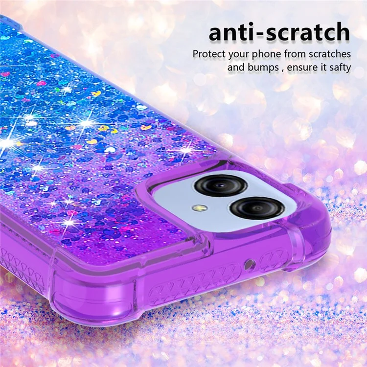 For Samsung Galaxy A04e 4G / F04 4G / M04 4G TPU Case Gradient Quicksand Phone Back Cover -  Purple  /  Sky Blue