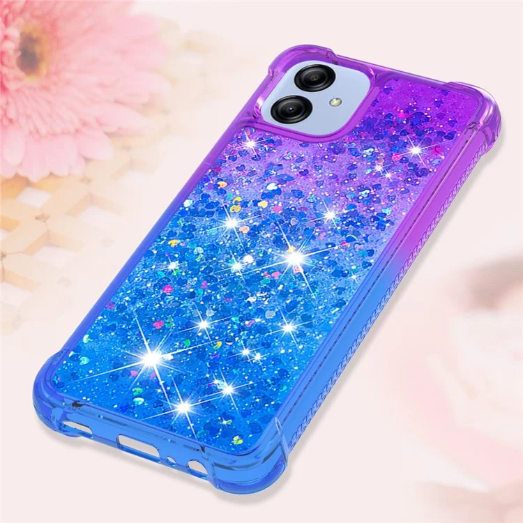 For Samsung Galaxy A04e 4G / F04 4G / M04 4G TPU Case Gradient Quicksand Phone Back Cover -  Purple  /  Sky Blue
