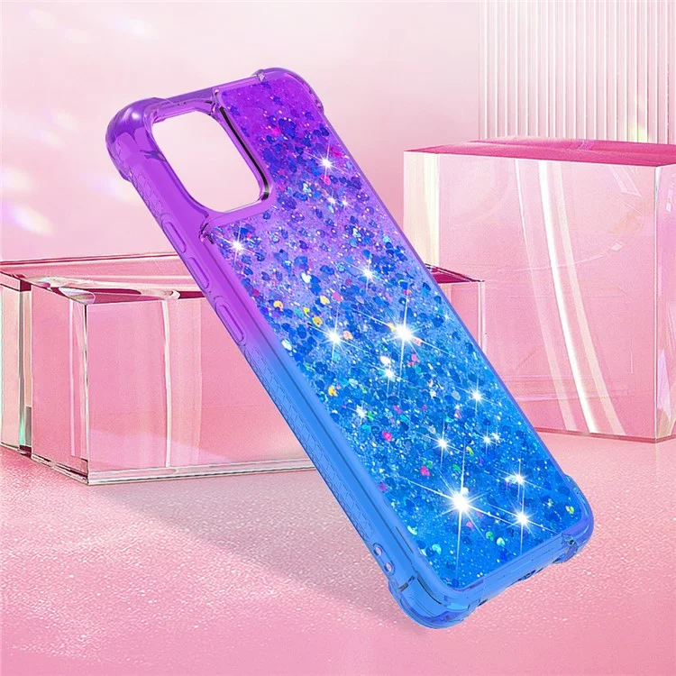 For Samsung Galaxy A04e 4G / F04 4G / M04 4G TPU Case Gradient Quicksand Phone Back Cover -  Purple  /  Sky Blue