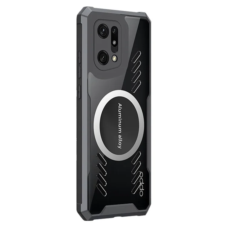 For Oppo Find X5 Graphene Heat Dissipation Cooling Phone Case HD Transparent Cell Phone Shell Cover Works for Magnetic Car Mount Holder - Black