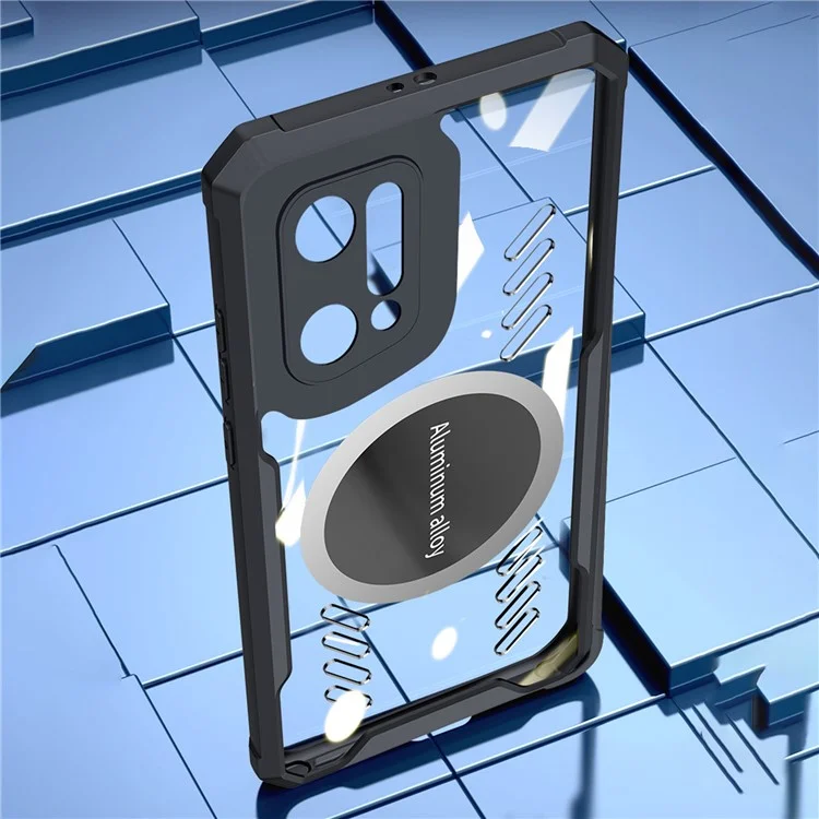 Para o Oppo Find X5 Graphene Heat Dissipation Cooling Phone Case HD Transparent Cell Phone Shell Cover Works for Magnetic Car Mount Holder - Preto