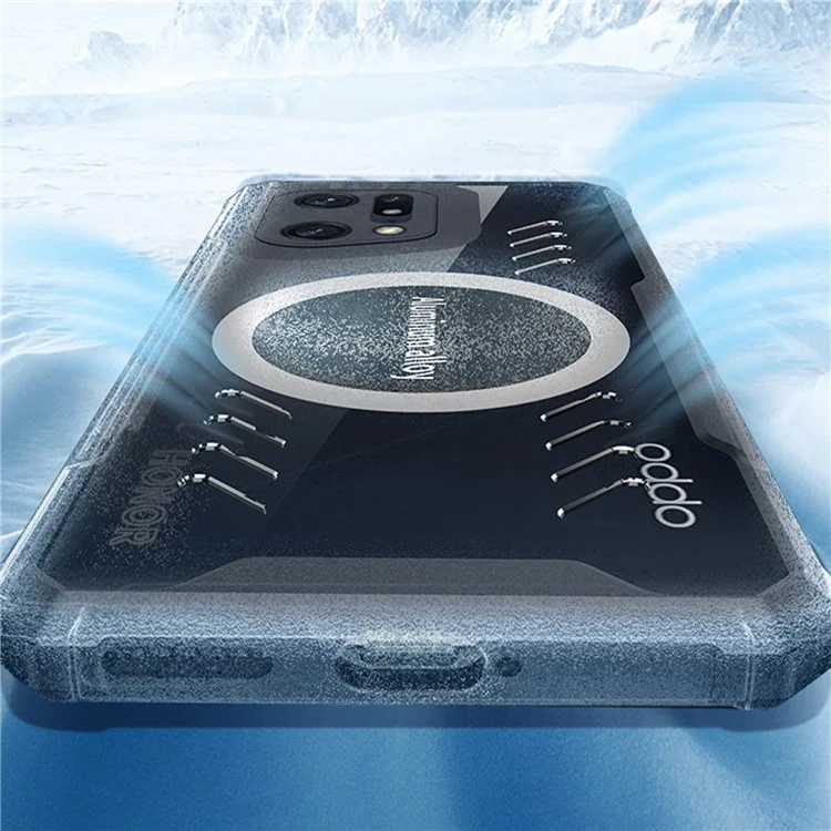 Para o Oppo Find X5 Graphene Heat Dissipation Cooling Phone Case HD Transparent Cell Phone Shell Cover Works for Magnetic Car Mount Holder - Preto
