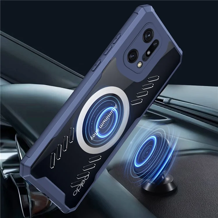 Para o Oppo Find X5 Graphene Heat Dissipation Cooling Phone Case HD Transparent Cell Phone Shell Cover Works for Magnetic Car Mount Holder - Preto
