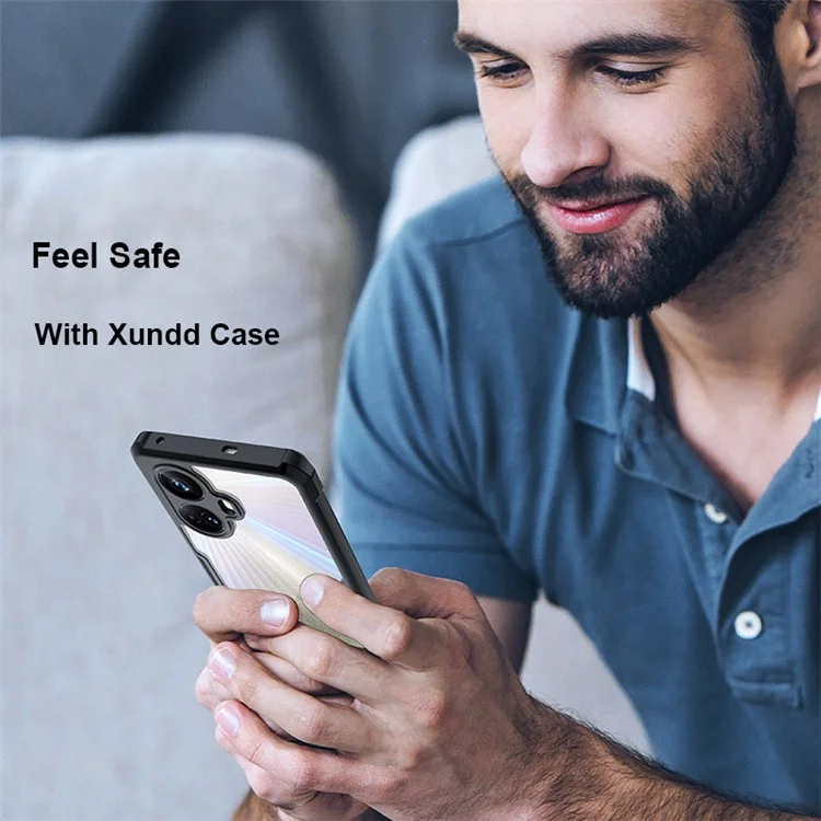 XUNDD Pour Realme 10 Pro+ 5G Étui de Téléphone Transparent Slim Coque de Protection Acrylic+TPU Anti-rayures Couvercle Arrière de Téléphone Mobile