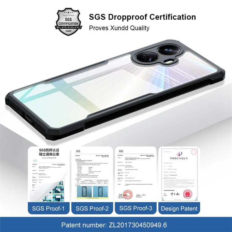 XUNDD Pour Realme 10 Pro+ 5G Étui de Téléphone Transparent Slim Coque de Protection Acrylic+TPU Anti-rayures Couvercle Arrière de Téléphone Mobile