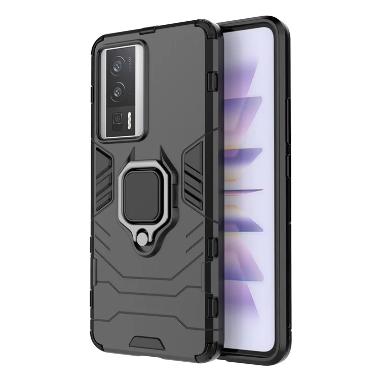 Pour Xiaomi Poco F5 Pro 5G / Redmi K60 Pro 5G / K60 5G Étui pour téléphone portable Bague de maintien Support Coque de protection anti-chocs - Noir