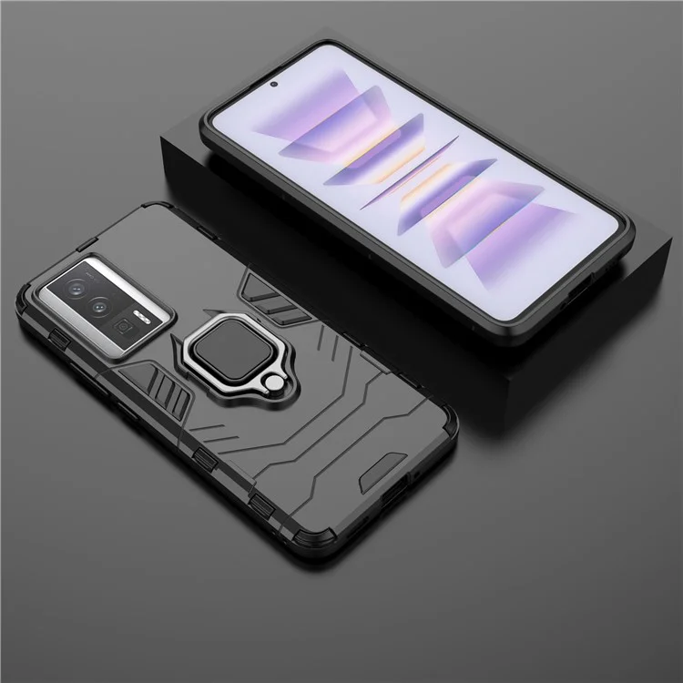 Pour Xiaomi Poco F5 Pro 5G / Redmi K60 Pro 5G / K60 5G Étui pour téléphone portable Bague de maintien Support Coque de protection anti-chocs - Noir