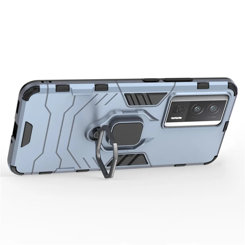 Per Xiaomi Poco F5 Pro 5G / Redmi K60 Pro 5G / K60 5G Custodia per cellulare con supporto ad anello e protezione da urti - Blu