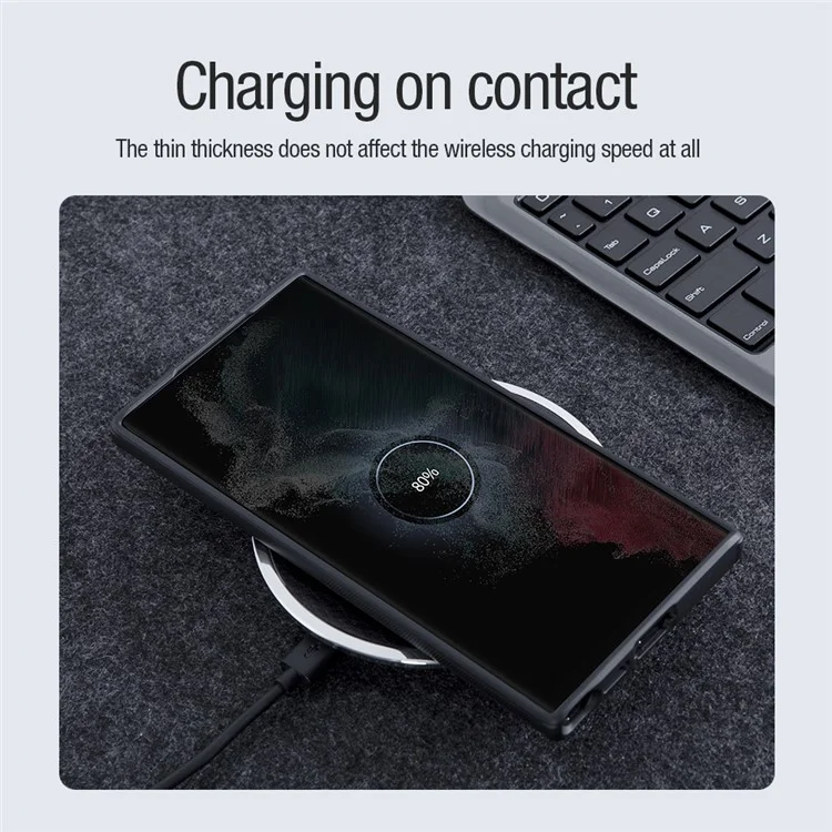 NILLKIN Frosted Shield Pro für Samsung Galaxy S23 Ultra Matte Phone Case PC + TPU Stoßfestes Hybrid-Cover mit Autohalterung Metallblatt