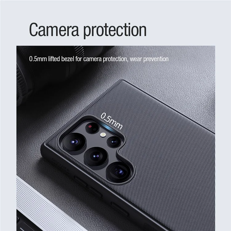 NILLKIN Frosted Shield Pro für Samsung Galaxy S23 Ultra Matte Phone Case PC + TPU Stoßfestes Hybrid-Cover mit Autohalterung Metallblatt