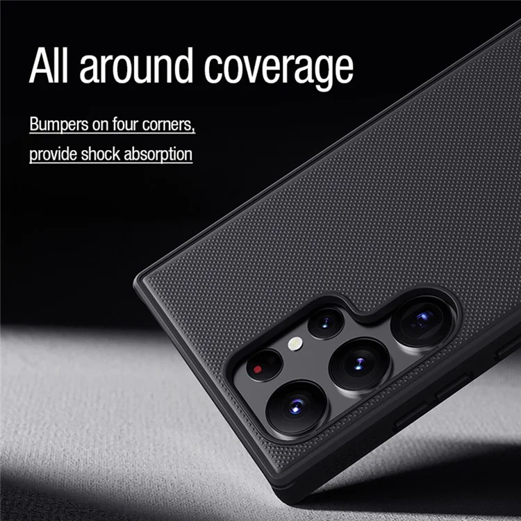 NILLKIN Frosted Shield Pro für Samsung Galaxy S23 Ultra Matte Phone Case PC + TPU Stoßfestes Hybrid-Cover mit Autohalterung Metallblatt