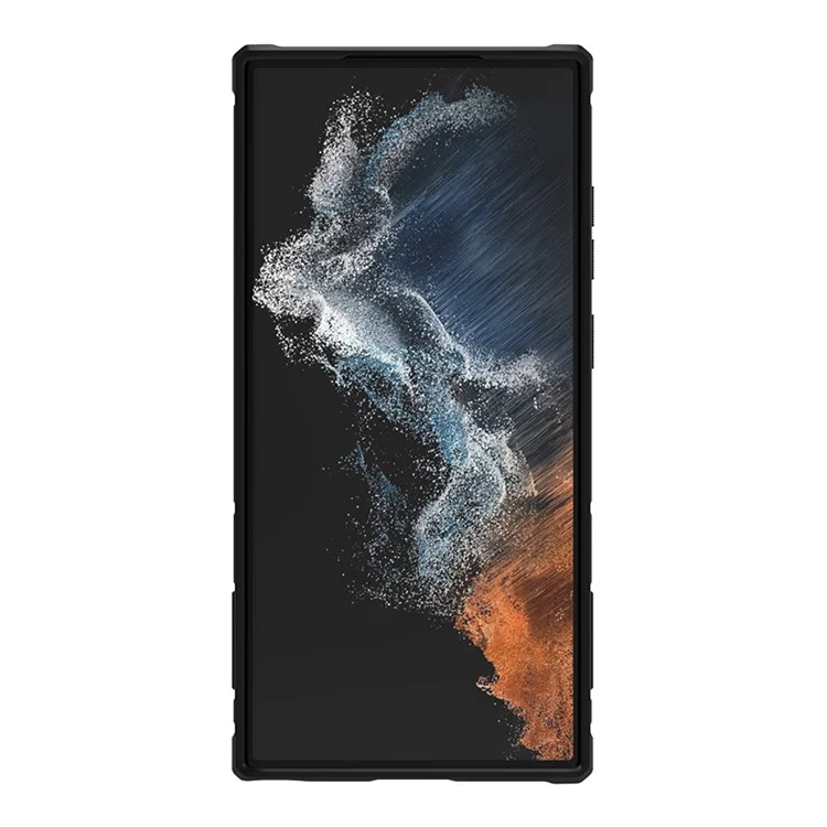 NILLKIN CamShield Armor Pro pour Samsung Galaxy S23 Ultra, texture pneu en PC + TPU, étui de téléphone avec support, protection de l'objectif - Noir