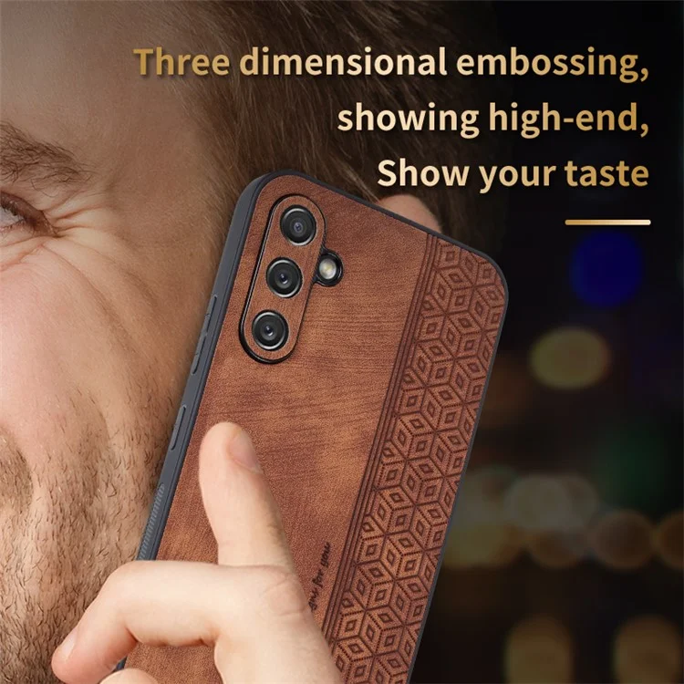 AZNS Für Samsung Galaxy A34 5G bedruckter Schutzhülle Protective Phone Case PU Leder beschichtet TPU stoßfest Rückabdeckung - Braun
