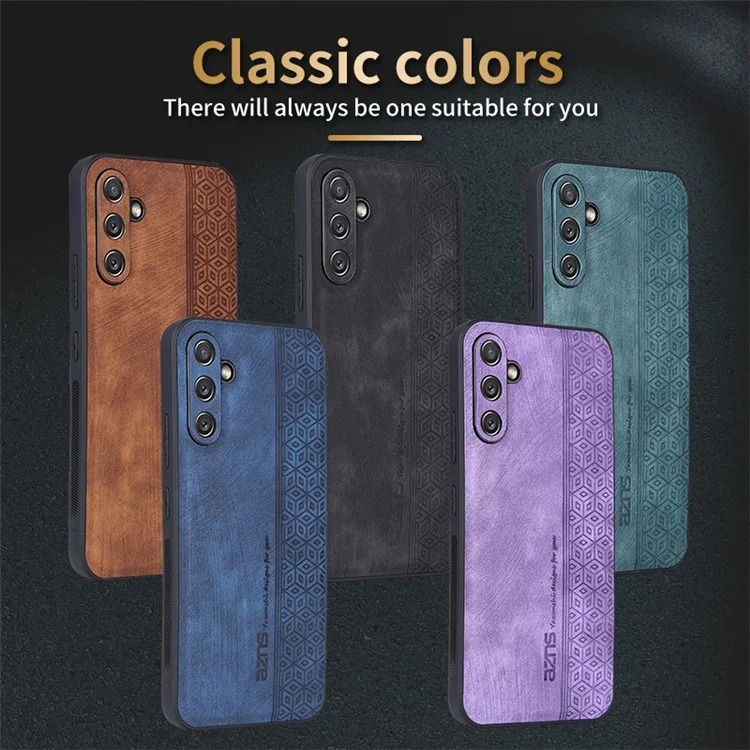 AZNS Für Samsung Galaxy A34 5G bedruckter Schutzhülle Protective Phone Case PU Leder beschichtet TPU stoßfest Rückabdeckung - Braun