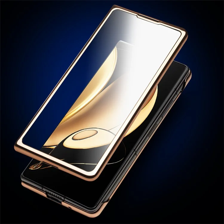 Capa de Telefone QIALINO para Honor Magic V à Prova de Choque Capa Rígida de PC Anti-Queda com Janela de Visualização e Suporte - Marrom