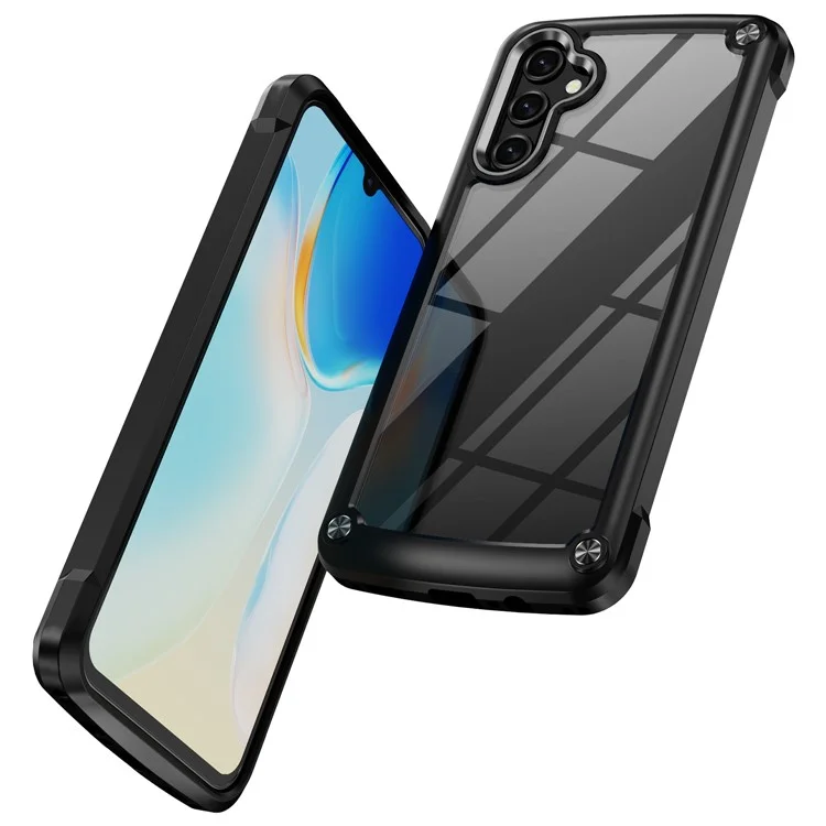 Para Samsung Galaxy A14 5G / A14 4G Capa Protetora Anti-queda PC + TPU Eletrodeposição Anti-riscos Capa Traseira do Telefone - Preta