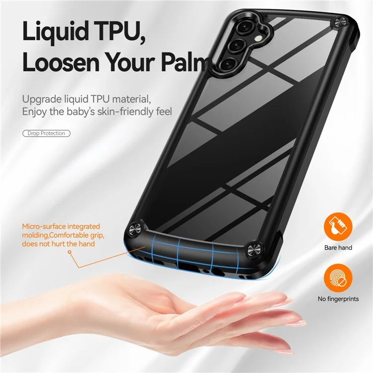Para Samsung Galaxy A14 5G / A14 4G Capa Protetora Anti-queda PC + TPU Eletrodeposição Anti-riscos Capa Traseira do Telefone - Preta