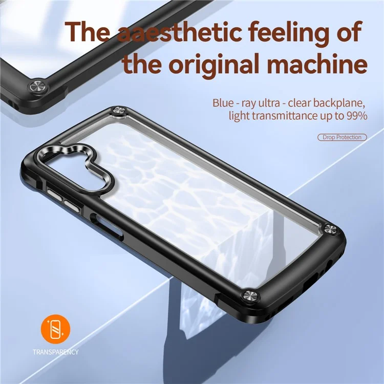 Para Samsung Galaxy A14 5G / A14 4G Capa Protetora Anti-queda PC + TPU Eletrodeposição Anti-riscos Capa Traseira do Telefone - Preta
