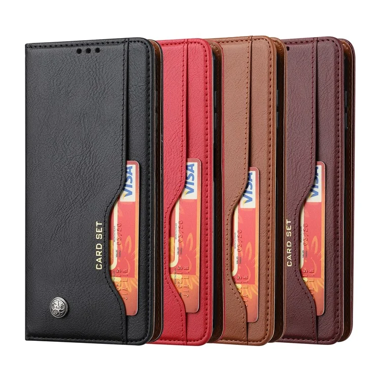 For Samsung Galaxy A14 5G / 4G Outer Card Slot PU Leather Case Magnetic Auto-absorbed Wallet Stand Phone Cover - Brown