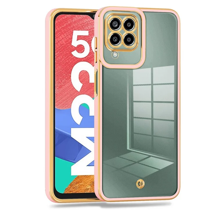 For Samsung Galaxy A12 Anti-fingerprint TPU Mobile Phone Cover Electroplating Anti-drop Cell Phone Case - Pink