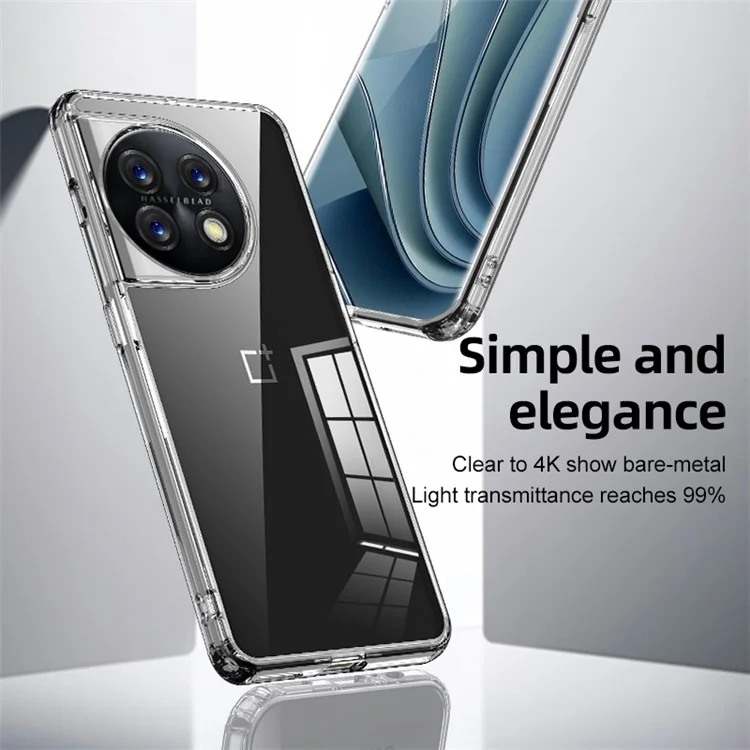 Für OnePlus 11 5G stoßfeste Schutzhandy-Hülle Harte PC Weiche TPU-Hybrid-Abdeckung - Transparent