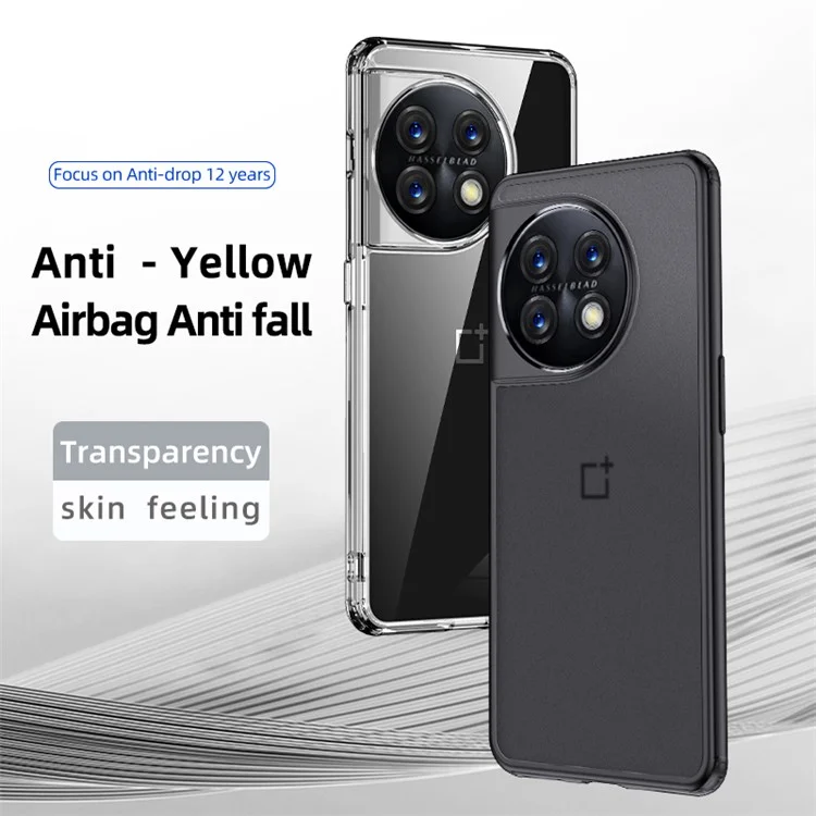 Für OnePlus 11 5G stoßfeste Schutzhandy-Hülle Harte PC Weiche TPU-Hybrid-Abdeckung - Transparent