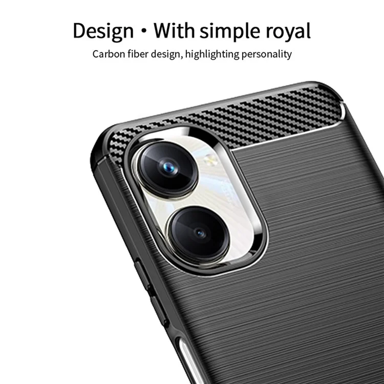 MOFI JK TPU Series-1 для Realme 10 Pro 5G Carbon Fiber Bump Proof Phone Case Brushed TPU Back Cover - Чёрный