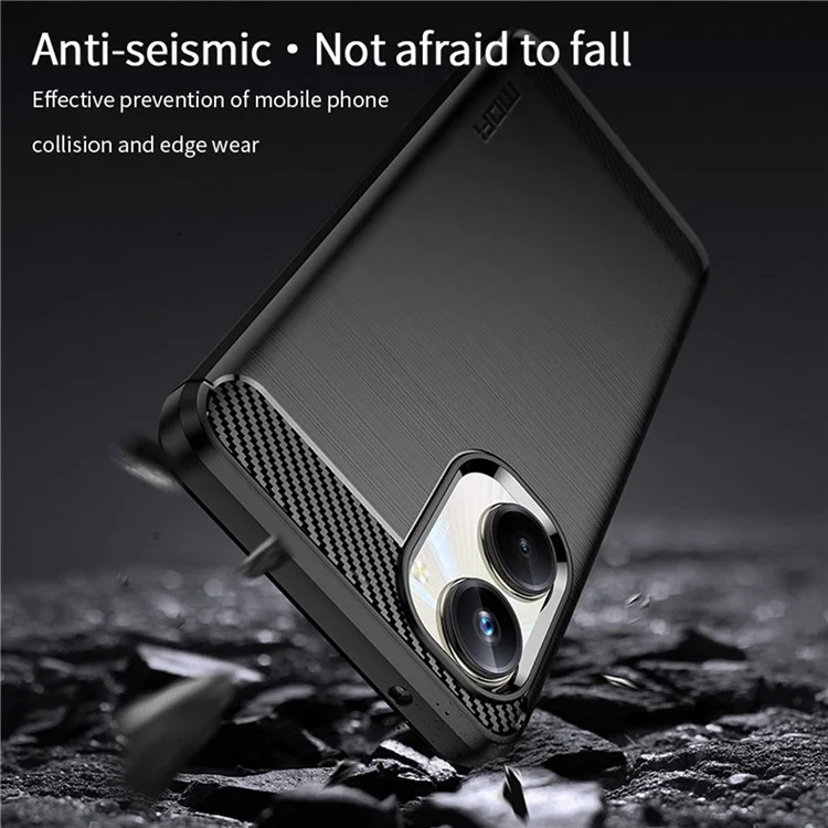 MOFI JK TPU Series-1 для Realme 10 Pro 5G Carbon Fiber Bump Proof Phone Case Brushed TPU Back Cover - Чёрный