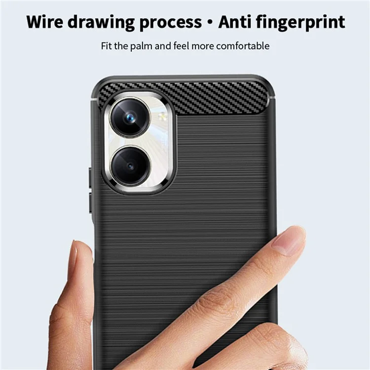 MOFI JK TPU Series-1 для Realme 10 Pro 5G Carbon Fiber Bump Proof Phone Case Brushed TPU Back Cover - Чёрный