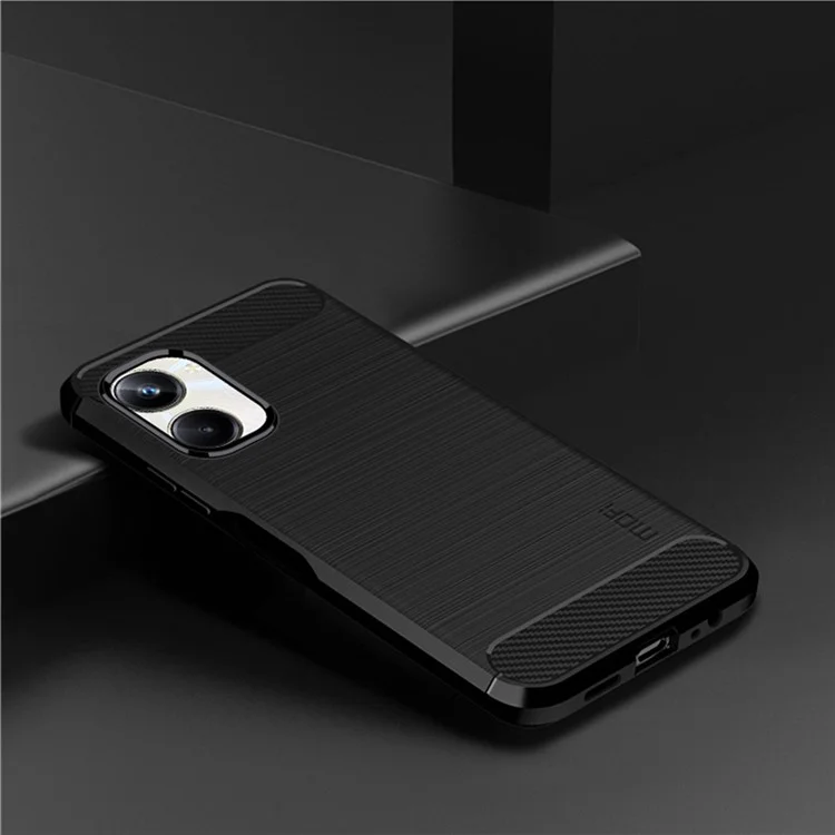 MOFI JK TPU Series-1 для Realme 10 Pro 5G Carbon Fiber Bump Proof Phone Case Brushed TPU Back Cover - Чёрный