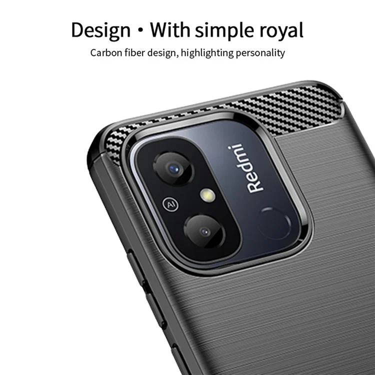 MOFI JK TPU Series-1 per Xiaomi Redmi 12C 4G Carbon Fiber Phone Case Shock-absorbing Brushed TPU Back Cover - Nero