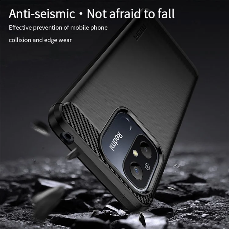 MOFI JK TPU Series-1 per Xiaomi Redmi 12C 4G Carbon Fiber Phone Case Shock-absorbing Brushed TPU Back Cover - Nero