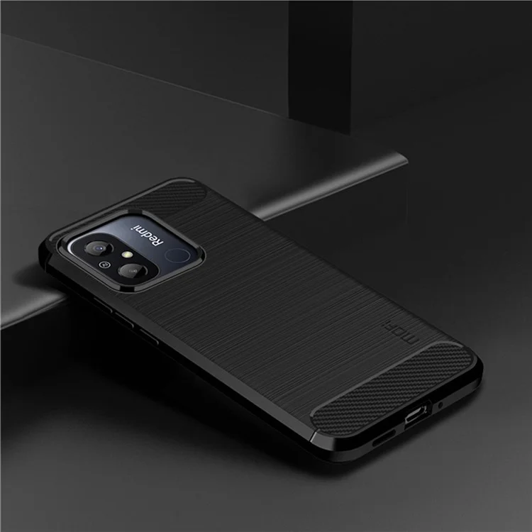 MOFI JK TPU Series-1 per Xiaomi Redmi 12C 4G Carbon Fiber Phone Case Shock-absorbing Brushed TPU Back Cover - Nero