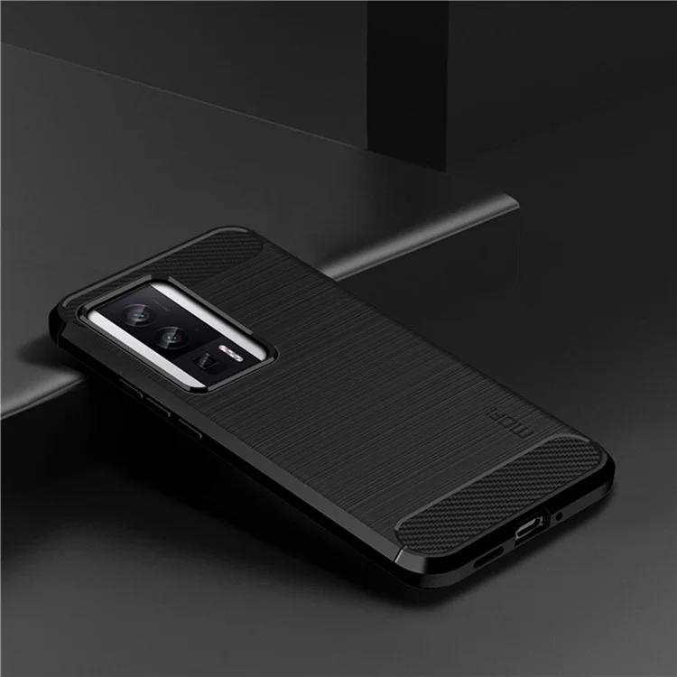 MOFI JK TPU Série-1 para Xiaomi Poco F5 Pro 5G / Redmi K60 Pro 5G / K60 5G Capa de Telefone de Fibra de Carbono Anti-Arranhões Escovado TPU Back Cover - Preto