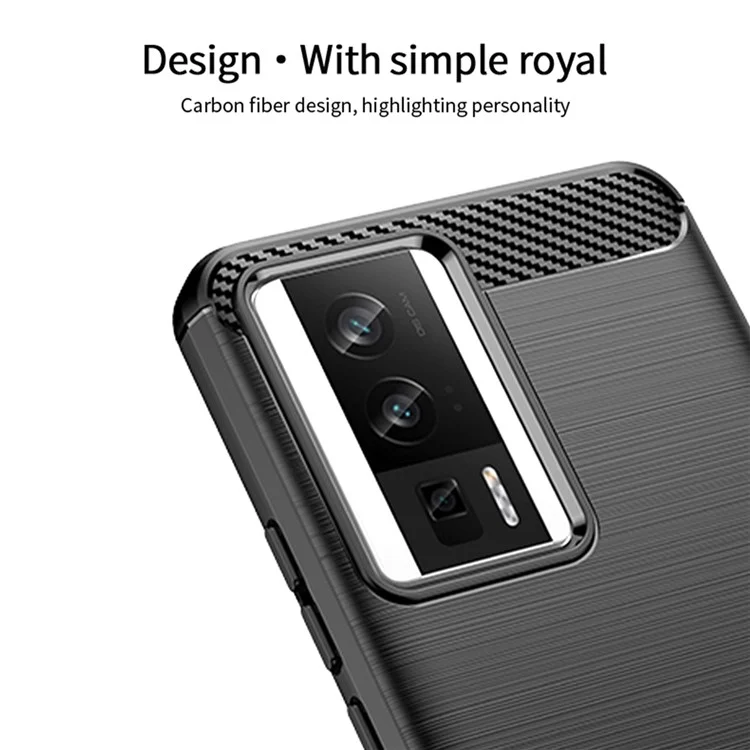 MOFI JK TPU Série-1 para Xiaomi Poco F5 Pro 5G / Redmi K60 Pro 5G / K60 5G Capa de Telefone de Fibra de Carbono Anti-Arranhões Escovado TPU Back Cover - Preto