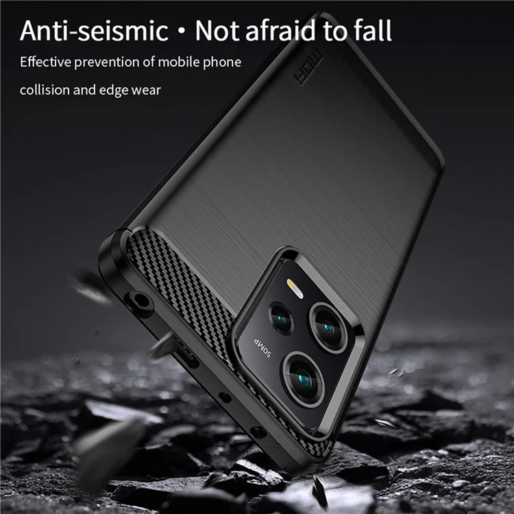 MOFI JK TPU Série-1 para Xiaomi Poco F5 Pro 5G / Redmi K60 Pro 5G / K60 5G Capa de Telefone de Fibra de Carbono Anti-Arranhões Escovado TPU Back Cover - Preto