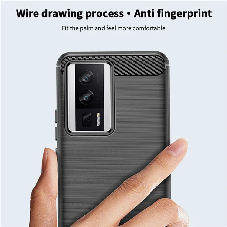 MOFI JK TPU Série-1 para Xiaomi Poco F5 Pro 5G / Redmi K60 Pro 5G / K60 5G Capa de Telefone de Fibra de Carbono Anti-Arranhões Escovado TPU Back Cover - Preto