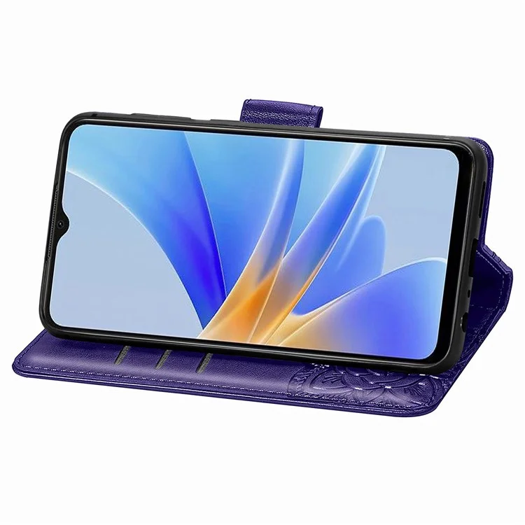 Per Oppo A17 4G / A17k 4G Protezione completa Custodia in pelle PU Caso di telefono con motivo a farfalla stampato Portafoglio Flip Chiusura magnetica Antigraffio Custodia per telefono - Viola