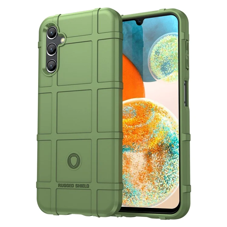 Funda Protectora de Smartphone para Samsung Galaxy A14 4G / 5G, a Prueba de Caídas, Textura Cuadrada Rugosa, a Prueba de Golpes, Funda Blanda de TPU - Verde