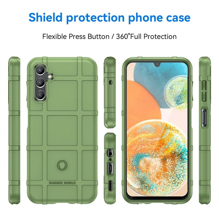 Funda Protectora de Smartphone para Samsung Galaxy A14 4G / 5G, a Prueba de Caídas, Textura Cuadrada Rugosa, a Prueba de Golpes, Funda Blanda de TPU - Verde