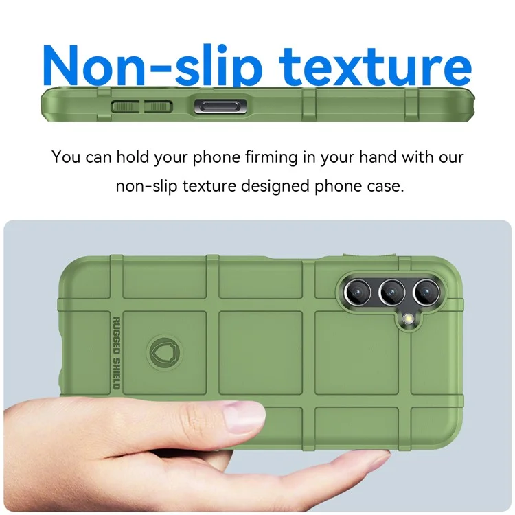 Funda Protectora de Smartphone para Samsung Galaxy A14 4G / 5G, a Prueba de Caídas, Textura Cuadrada Rugosa, a Prueba de Golpes, Funda Blanda de TPU - Verde