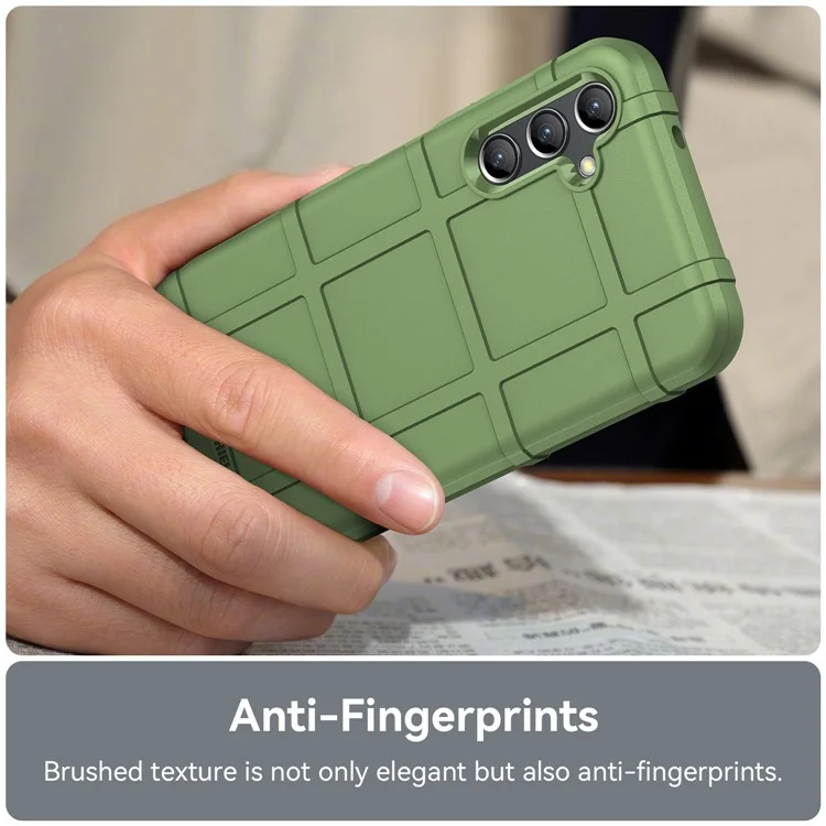 Funda Protectora de Smartphone para Samsung Galaxy A14 4G / 5G, a Prueba de Caídas, Textura Cuadrada Rugosa, a Prueba de Golpes, Funda Blanda de TPU - Verde