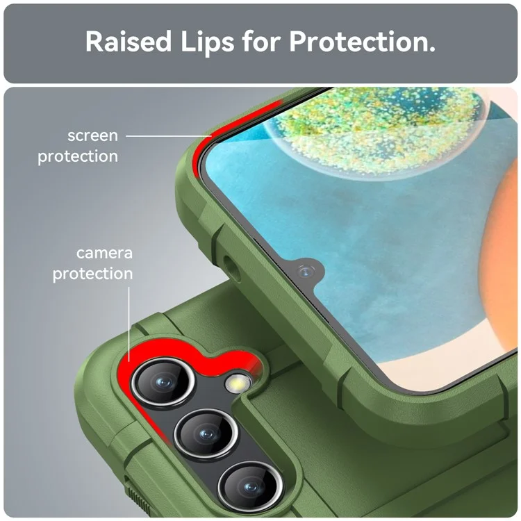 Funda Protectora de Smartphone para Samsung Galaxy A14 4G / 5G, a Prueba de Caídas, Textura Cuadrada Rugosa, a Prueba de Golpes, Funda Blanda de TPU - Verde