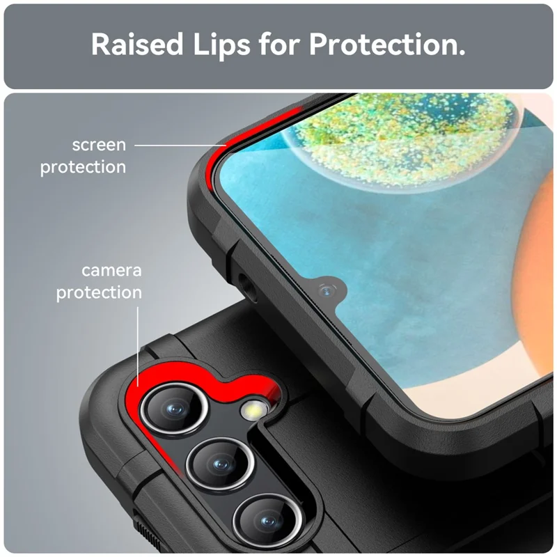 Защитный чехол для смартфона Samsung Galaxy A14 4G / 5G, ударопрочный, с квадратной сетчатой текстурой, противоударный, мягкий чехол из TPU - черный