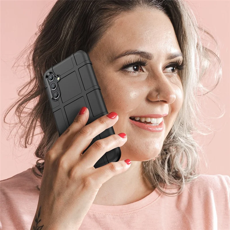 Защитный чехол для смартфона Samsung Galaxy A14 4G / 5G, ударопрочный, с квадратной сетчатой текстурой, противоударный, мягкий чехол из TPU - черный