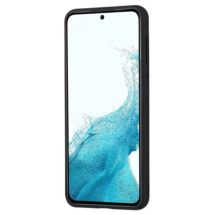 Pour Samsung Galaxy A54 5G Bump Proof Calf Texture Phone Case Card Slots Kickstand PU Leather Coated TPU Protective Back Cover - Marron