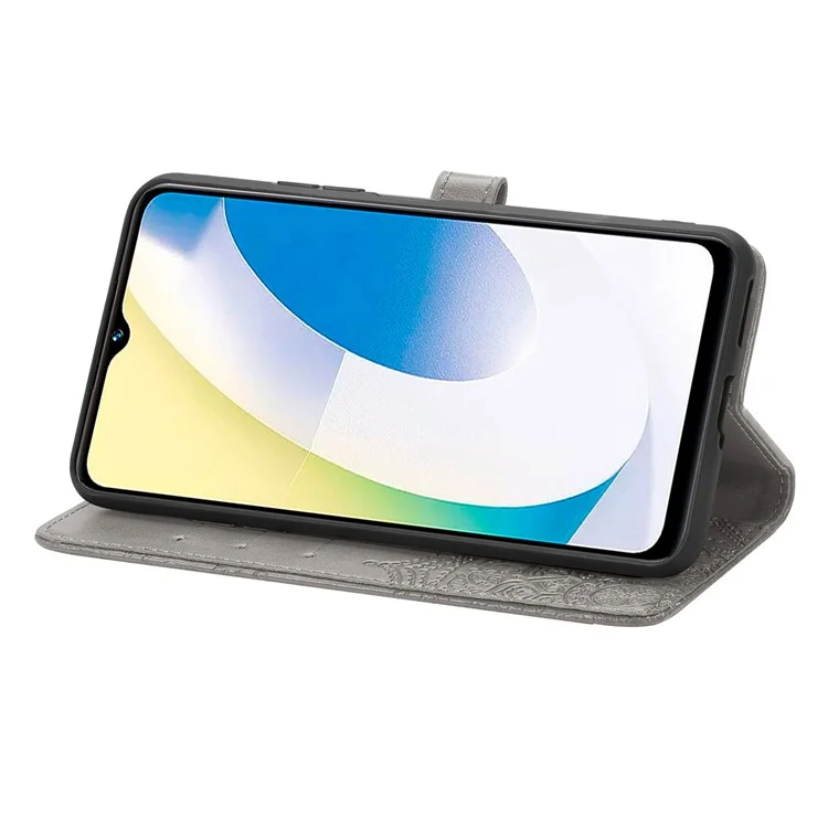 Für Vivo Y22s 4g / Y22 4G Vollschutz Magnetverschluss Telefonabdeckung Geprägtes Mandala Muster PU Leder Brieftasche Anti-schock-telefonhülle - Grau